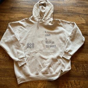Street wear tan hoodie oversized Christian Jesus loves you